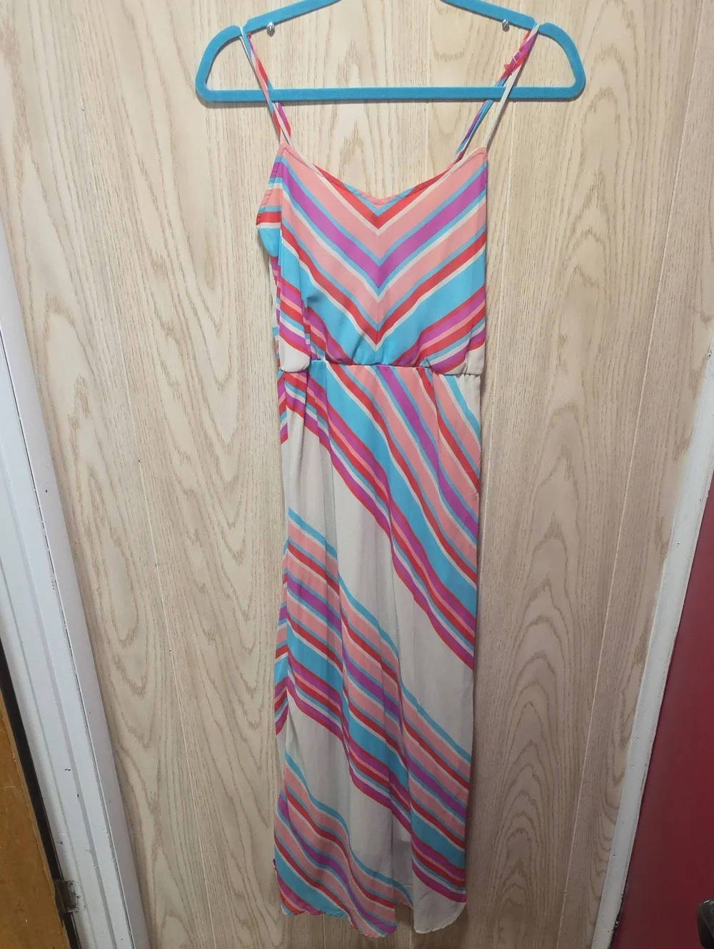 Striped Multi-Color Maxi Dress with Spaghetti Straps